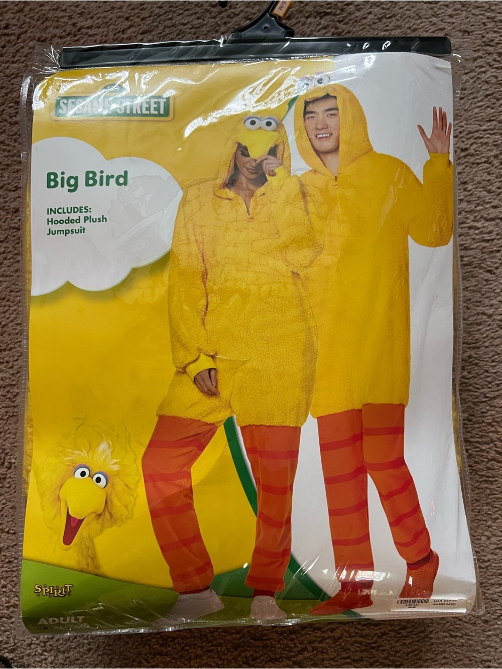 Sesame Street Big Bird Yellow Hooded Plush Adult Costume sneakers ladies size 8